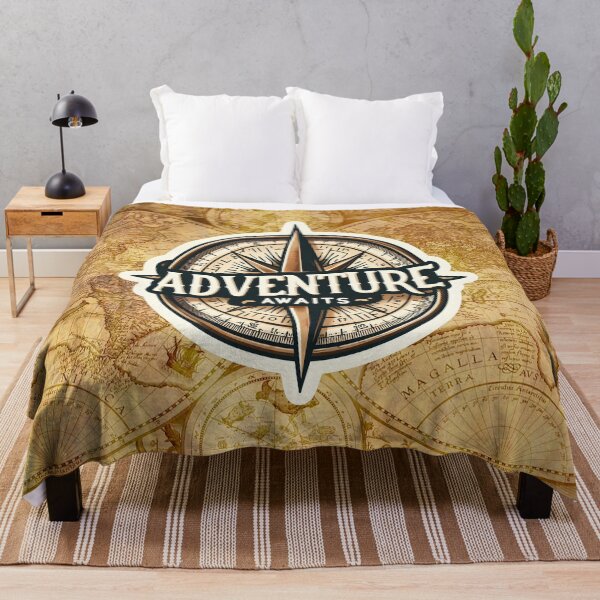 Item preview, Adventure Awaits - Vintage Map and Compass Exploration Design designed and sold by AmvaDesigns.