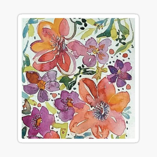 LITTLE FLOWERS AND ORANGE Sticker
