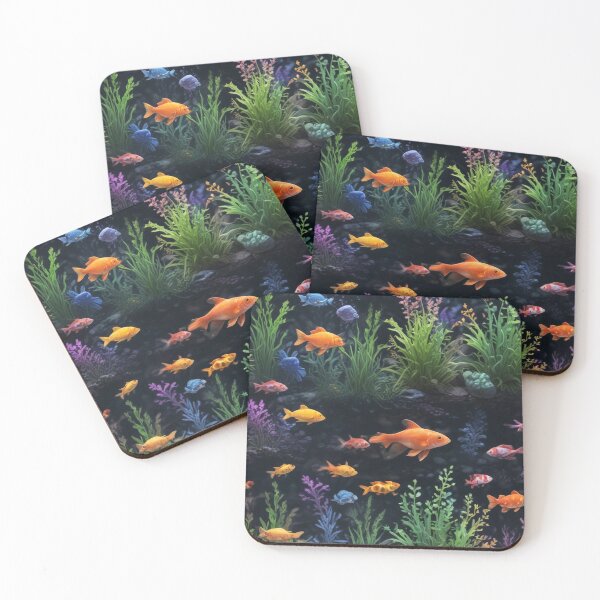 Item preview, Aqua fishes and coral reef ecosystem print design  designed and sold by Anshu3813.