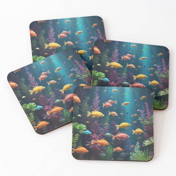 Item preview, Aquarium fishes and coral reef ecosystem print design  designed and sold by Anshu3813.