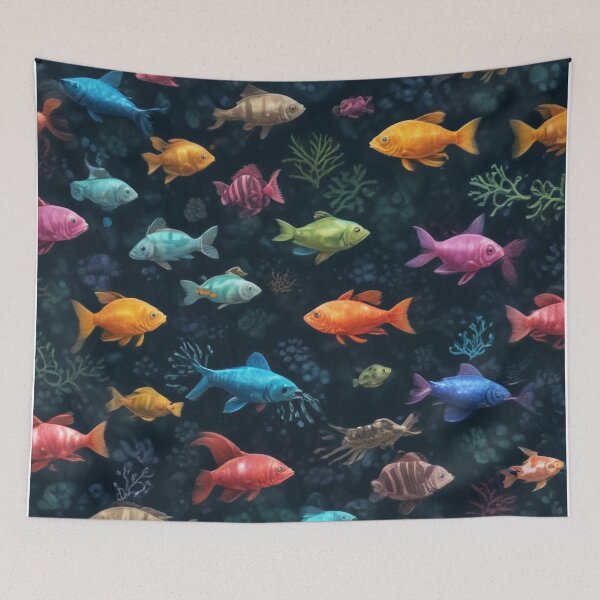 Item preview, Aquarium fishes and coral reef ecosystem print design  designed and sold by Anshu3813.