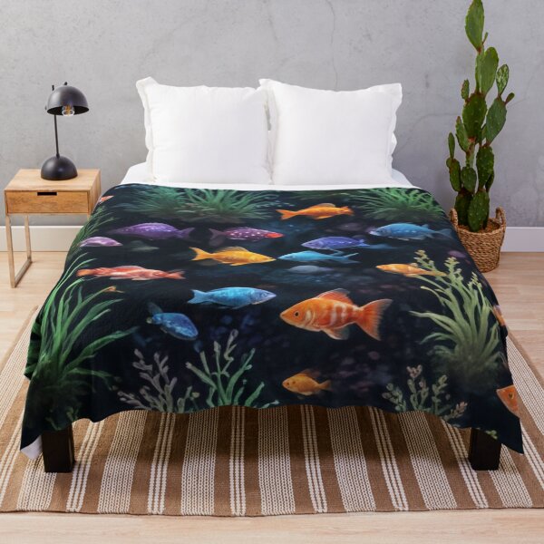 Item preview, Aquarium fishes and coral reef ecosystem print design designed and sold by Anshu3813.