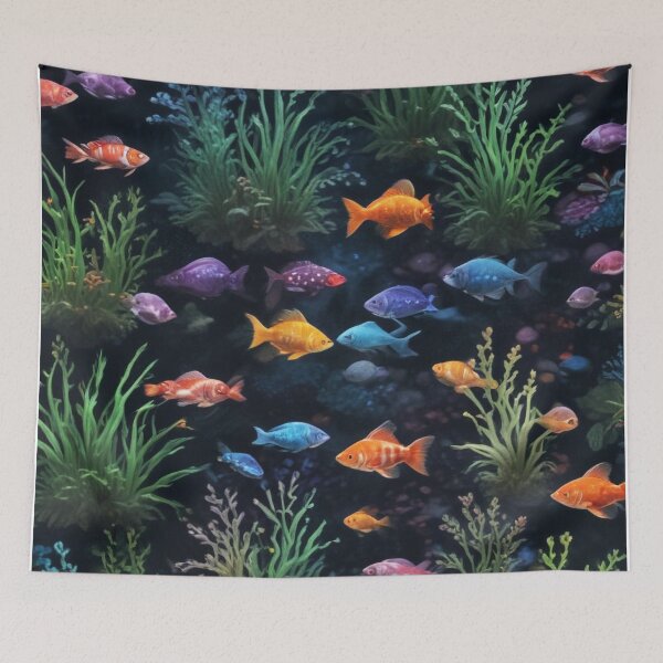 Item preview, Aquarium fishes and coral reef ecosystem print design designed and sold by Anshu3813.
