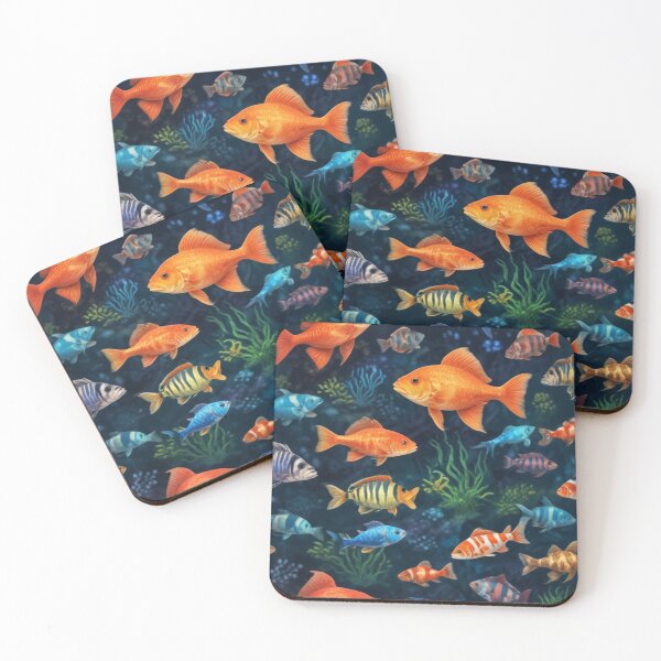 Item preview, Aquarium fishes and coral reef ecosystem print design  designed and sold by Anshu3813.
