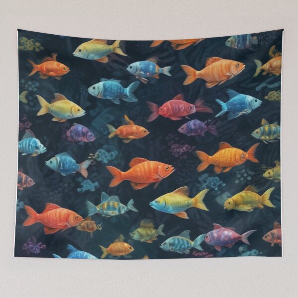 Item preview, Aquarium fishes and coral reef ecosystem print design designed and sold by Anshu3813.