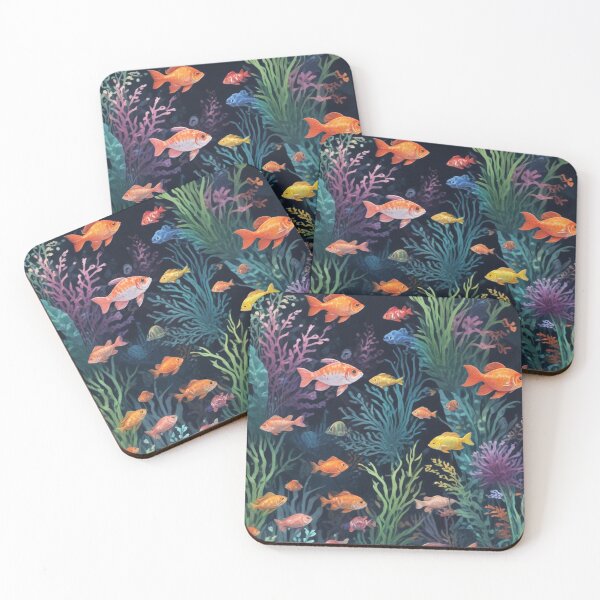 Item preview, Aquarium fishes and coral reef ecosystem print design designed and sold by Anshu3813.