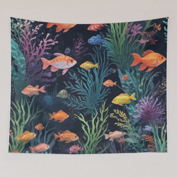 Item preview, Aquarium fishes and coral reef ecosystem print design designed and sold by Anshu3813.