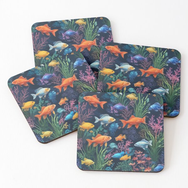Item preview, Aquarium fishes and coral reef ecosystem print design designed and sold by Anshu3813.