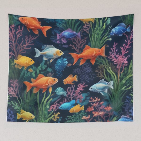 Item preview, Aquarium fishes and coral reef ecosystem print design designed and sold by Anshu3813.
