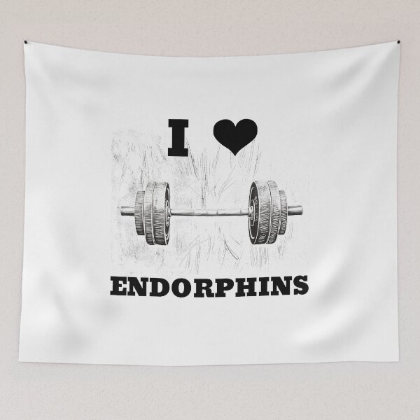 Item preview, I LOVE ENDORPHINS Black Lettering Black Heart Barbell Design designed and sold by Primal Pump Co LTD.