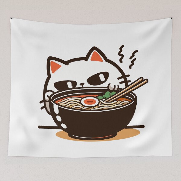 Item preview, kawaii Sneaky Cat Ramen designed and sold by Designowner.