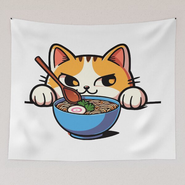 Item preview, Cute kawaii Sneaky Cat Ramen designed and sold by Designowner.