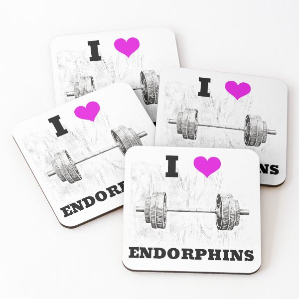 Item preview, I LOVE ENDORPHINS Black Lettering Pink Heart Barbell Design designed and sold by Primal Pump Co LTD.