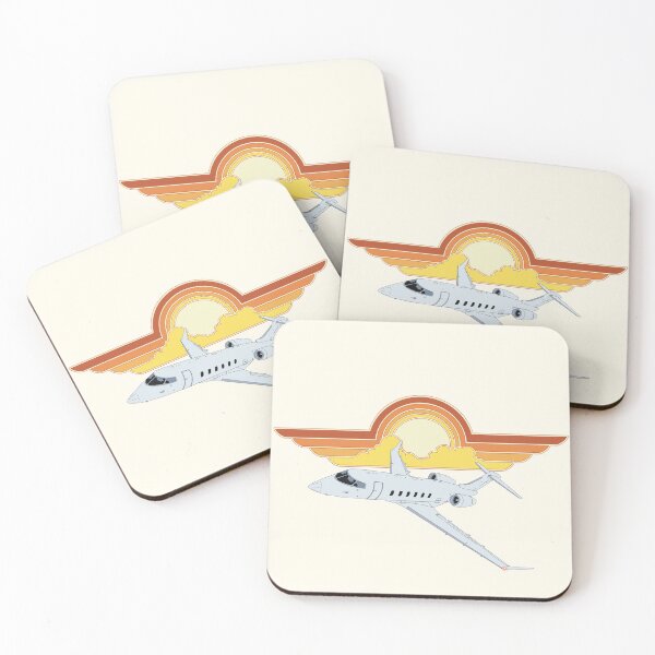 Item preview, Bombardier Challenger 350 Jet Sunset Pilot Wings Retro Aviation Design designed and sold by skye-studio.