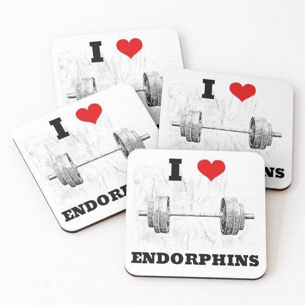 Item preview, I LOVE ENDORPHINS Black Lettering Red Heart Barbell Design designed and sold by Primal Pump Co LTD.