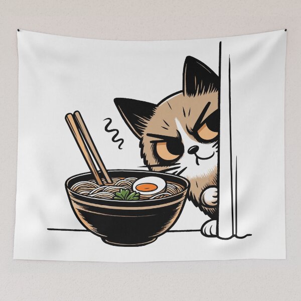 Item preview, kawaii Sneaky Cat Ramen designed and sold by Designowner.