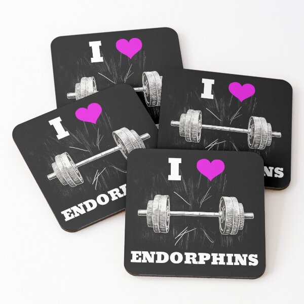 Item preview, I LOVE ENDORPHINS White Lettering Pink Heart Barbell Design designed and sold by Primal Pump Co LTD.