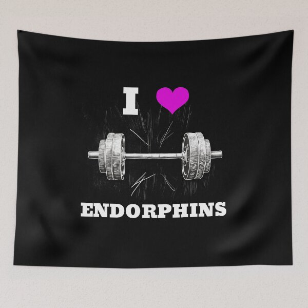 Item preview, I LOVE ENDORPHINS White Lettering Pink Heart Barbell Design designed and sold by Primal Pump Co LTD.