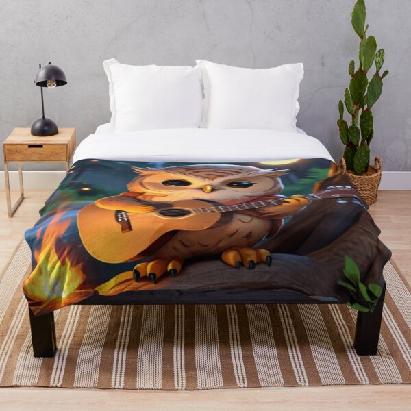 Item preview, Owl camping guitarist designed and sold by Artbellachi.