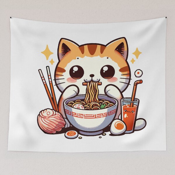 Item preview, kawaii Sneaky Cat Ramen designed and sold by Designowner.