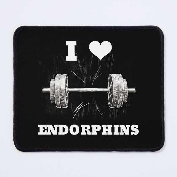 Item preview, I LOVE ENDORPHINS White Lettering White Heart Barbell Design designed and sold by Primal Pump Co LTD.