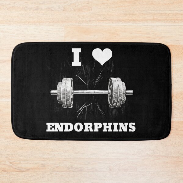 Item preview, I LOVE ENDORPHINS White Lettering White Heart Barbell Design designed and sold by Primal Pump Co LTD.