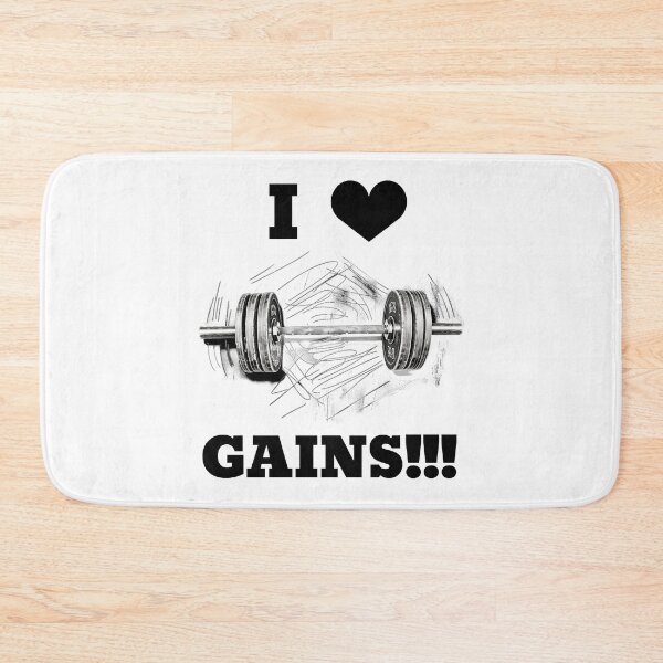 Item preview, I LOVE / HEART GAINS!!! Black Lettering Black Heart Barbell Design designed and sold by Primal Pump Co LTD.