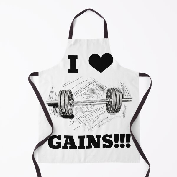 Item preview, I LOVE / HEART GAINS!!! Black Lettering Black Heart Barbell Design designed and sold by Primal Pump Co LTD.