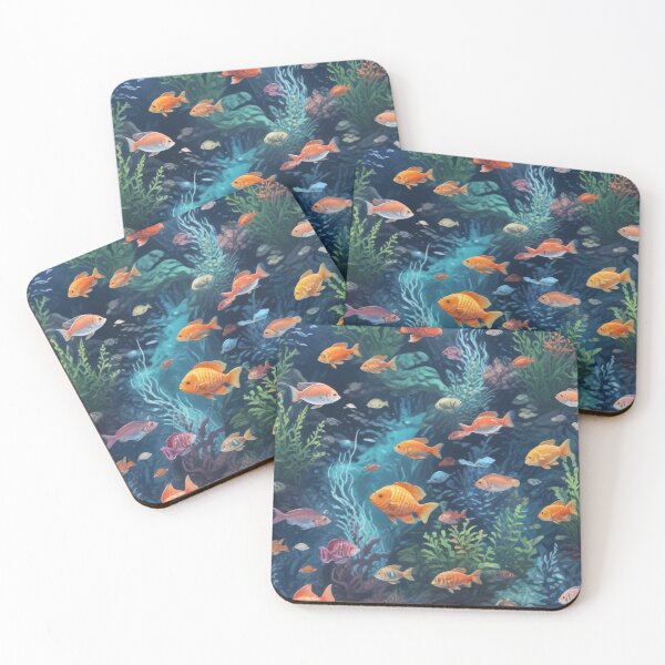 Item preview, Aquarium fishes and coral reef ecosystem print design  designed and sold by Anshu3813.