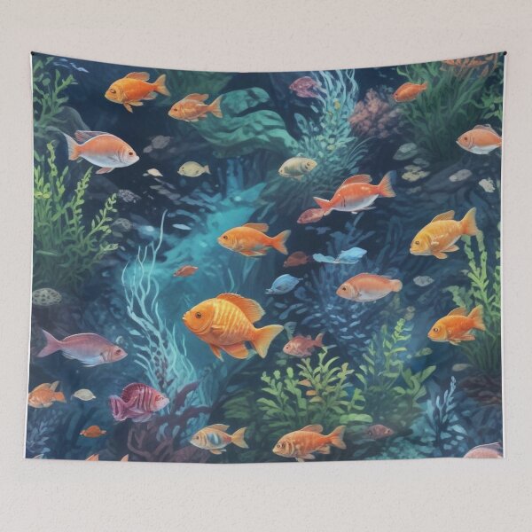 Item preview, Aquarium fishes and coral reef ecosystem print design  designed and sold by Anshu3813.