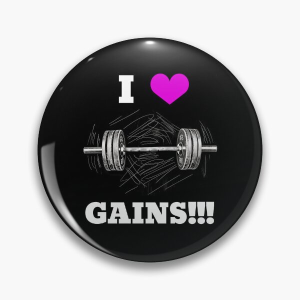 Item preview, I LOVE / HEART GAINS!!! White Lettering Pink Heart Barbell Design designed and sold by Primal Pump Co LTD.