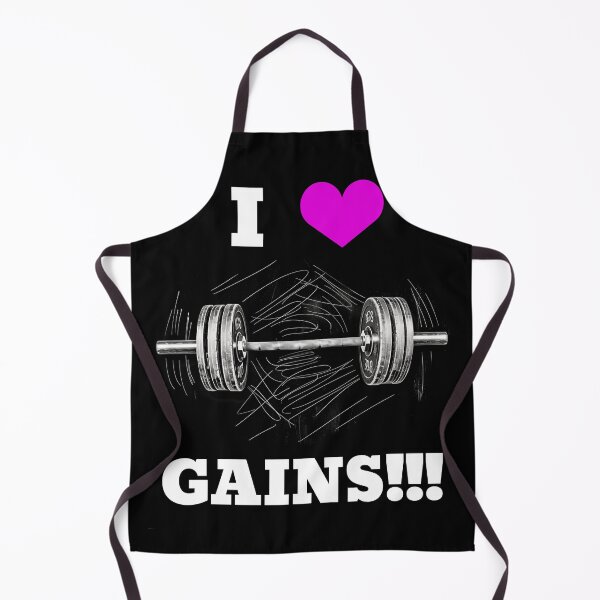 Item preview, I LOVE / HEART GAINS!!! White Lettering Pink Heart Barbell Design designed and sold by Primal Pump Co LTD.