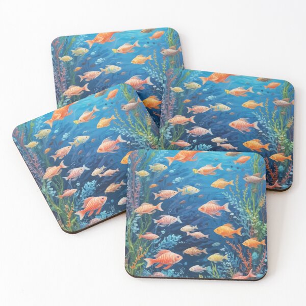 Item preview, Aquarium fishes and coral reef ecosystem print design  designed and sold by Anshu3813.
