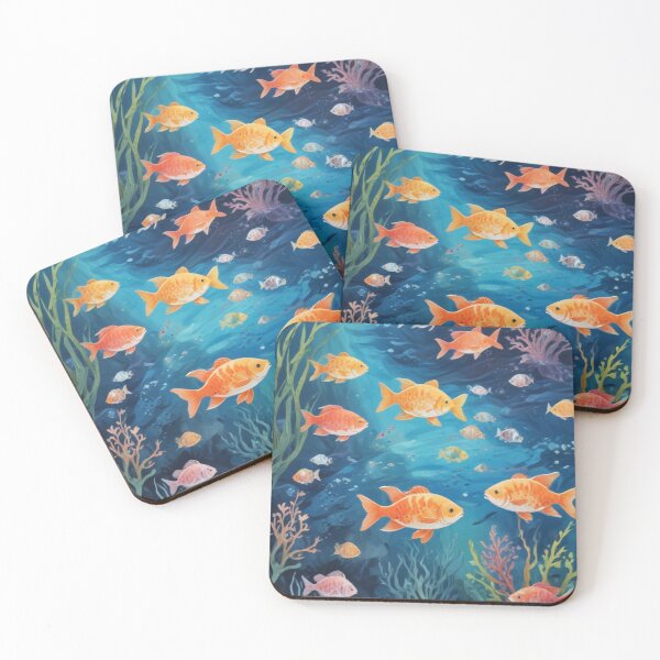Item preview, Aquarium fishes and coral reef ecosystem print design  designed and sold by Anshu3813.