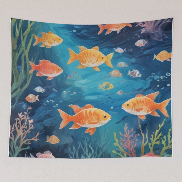 Item preview, Aquarium fishes and coral reef ecosystem print design  designed and sold by Anshu3813.