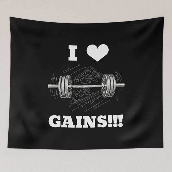 Item preview, Copy of I LOVE / HEART GAINS!!! White Lettering White Heart Barbell Design designed and sold by Primal Pump Co LTD.