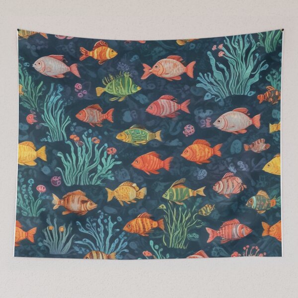 Item preview, Aquarium fishes and coral reef ecosystem print design  designed and sold by Anshu3813.
