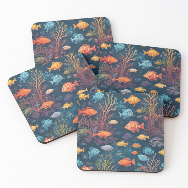 Item preview, Aquarium fishes and coral reef ecosystem print design  designed and sold by Anshu3813.
