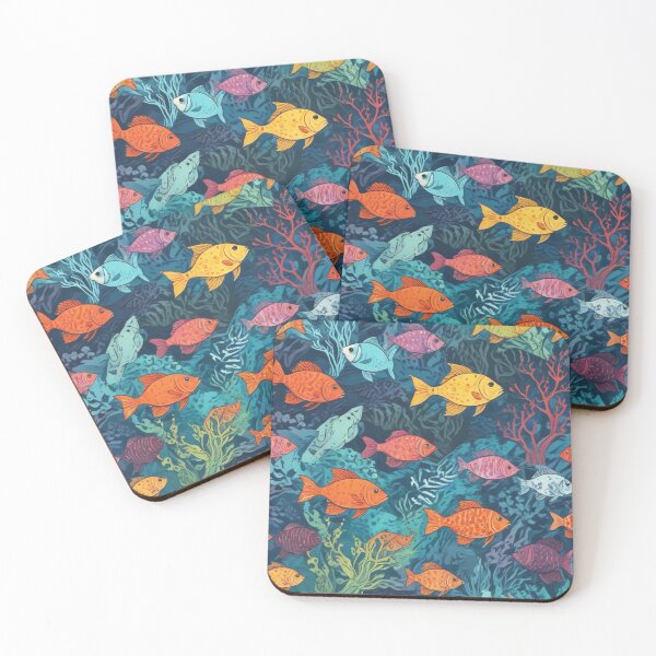 Item preview, Aquarium fishes and coral reef ecosystem print design  designed and sold by Anshu3813.