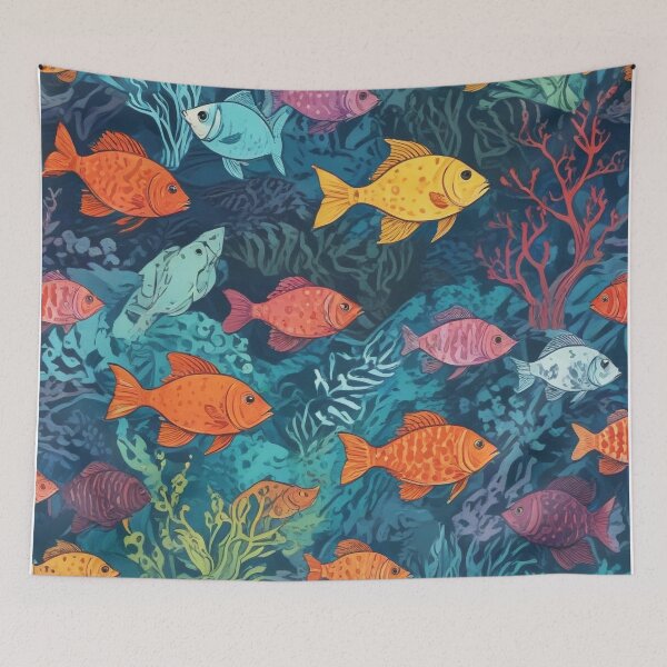 Item preview, Aquarium fishes and coral reef ecosystem print design  designed and sold by Anshu3813.