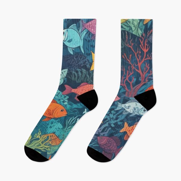 Item preview, Aquarium fishes and coral reef ecosystem print design  designed and sold by Anshu3813.