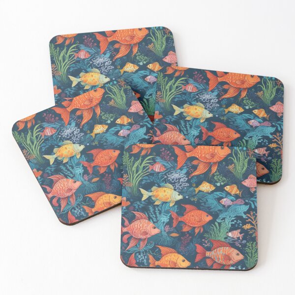 Item preview, Aquarium fishes and coral reef ecosystem print design  designed and sold by Anshu3813.