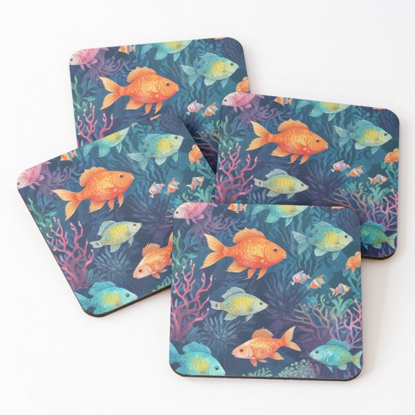 Item preview, Aquarium fishes and coral reef ecosystem print design  designed and sold by Anshu3813.