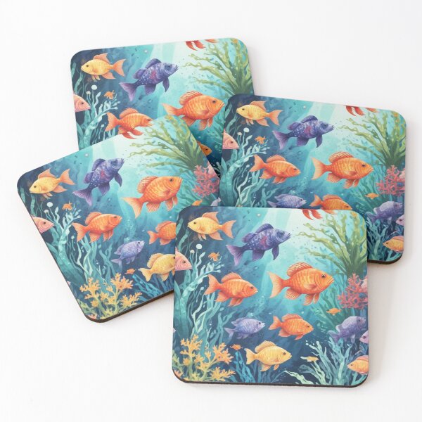 Item preview, Aquarium fishes and coral reef ecosystem print design  designed and sold by Anshu3813.