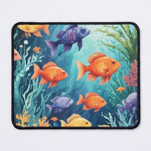 Item preview, Aquarium fishes and coral reef ecosystem print design designed and sold by Anshu3813.