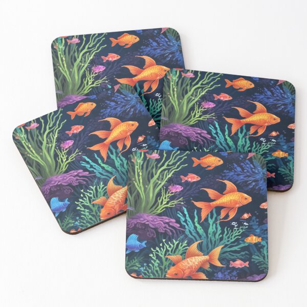 Item preview, Aquarium fishes and coral reef ecosystem print design  designed and sold by Anshu3813.