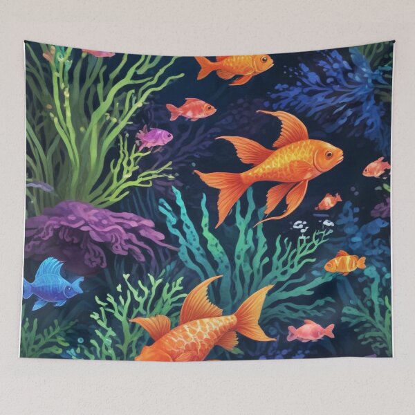 Item preview, Aquarium fishes and coral reef ecosystem print design  designed and sold by Anshu3813.