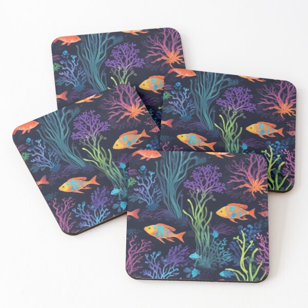 Item preview, Aquarium fishes and coral reef ecosystem print design  designed and sold by Anshu3813.