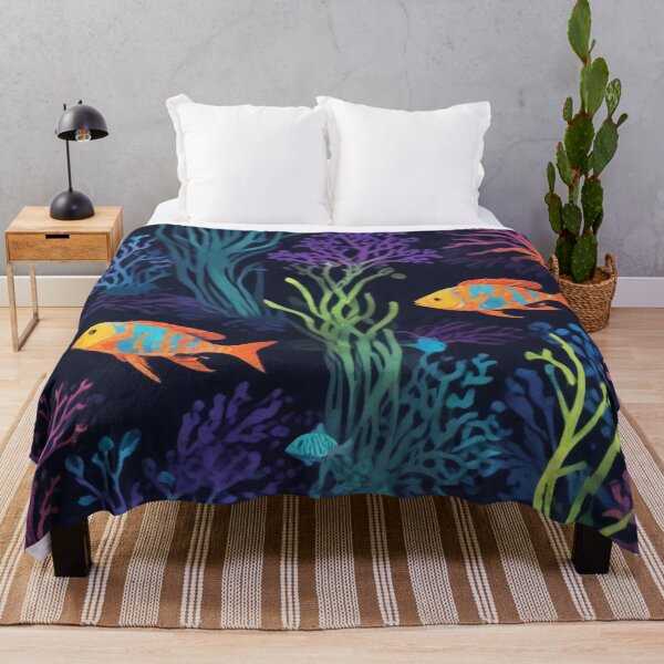 Item preview, Aquarium fishes and coral reef ecosystem print design designed and sold by Anshu3813.