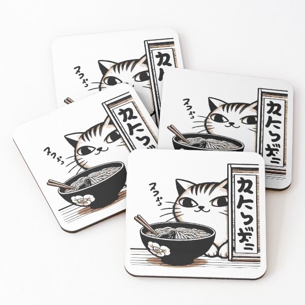 Item preview, Peeking Cat with Ramen Bowl - Cute Japanese-Inspired Art designed and sold by Designowner.